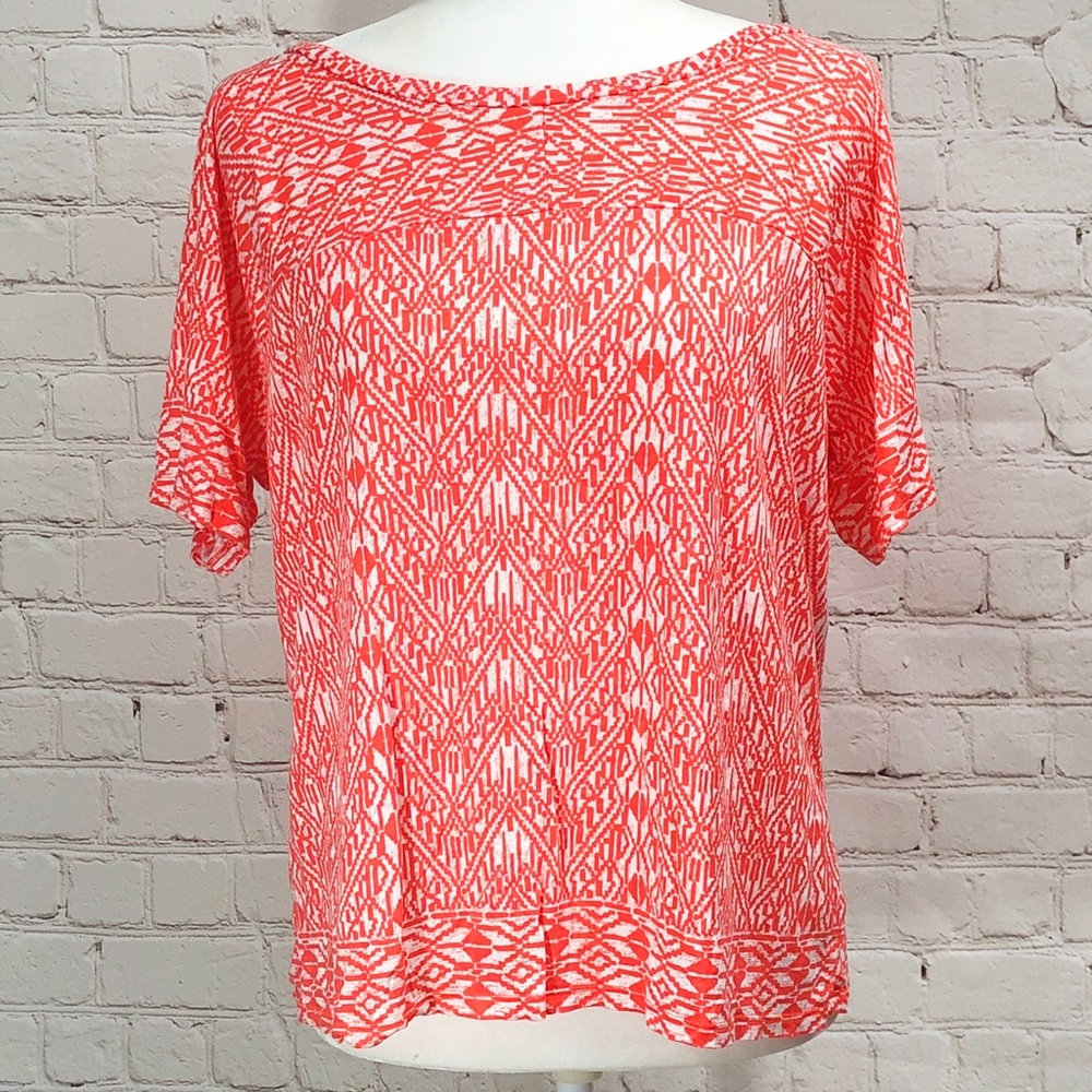 Old Navy Boho Stretch Boat Neck Short Sleeve Top L